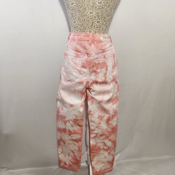 Soft Surroundings Size 8P Pink White Water Color Denim 5 Pocket Ankle Jeans - Picture 8 of 16